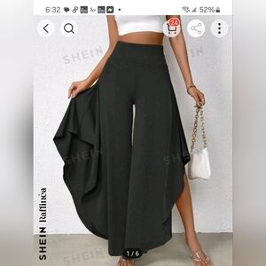 SHEIN Raffinéa High Waist Asymmetrical Hem Wide Leg Pants